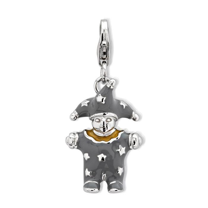 Silver clown charm carbine for wrap bracelets