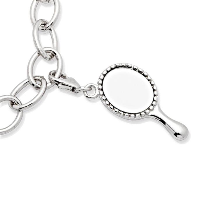 Silver mirror charm with carabiner