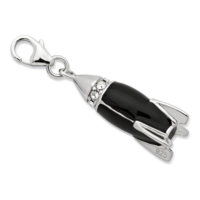 Exclusive sterling silver charm rocket to hang in