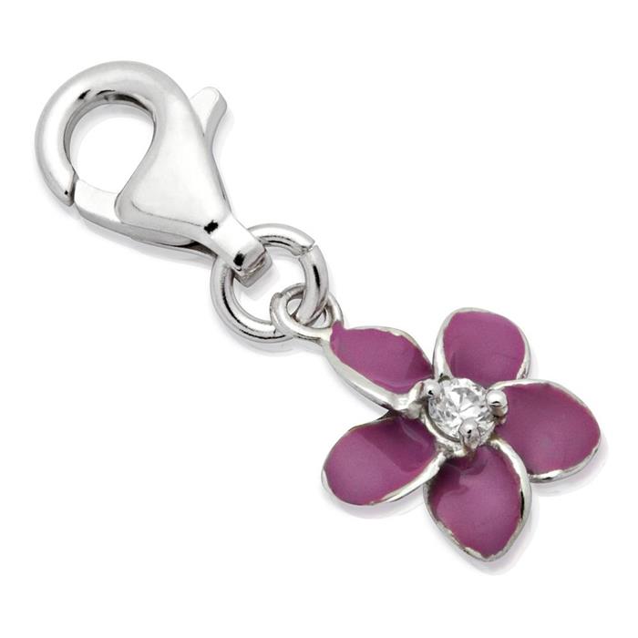 Silber Charm Blume mit Karabiner