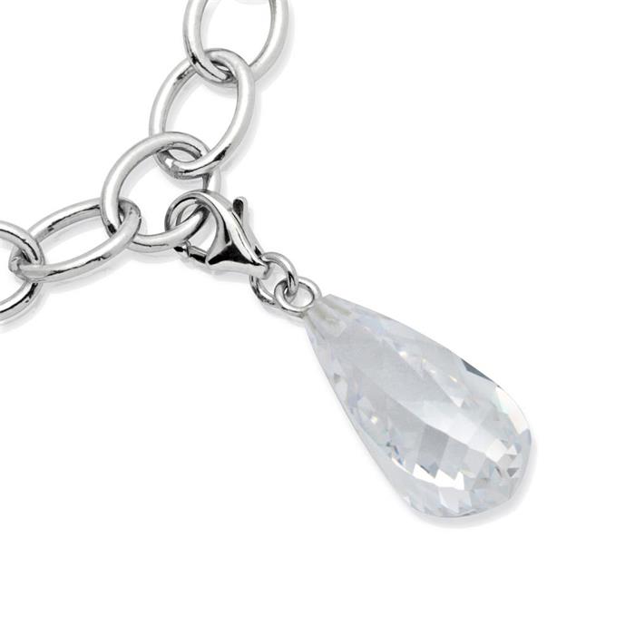 Silver charm with zirconia for wrap bracelets