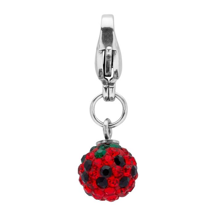 Stainless steel charm with black and red zikonia