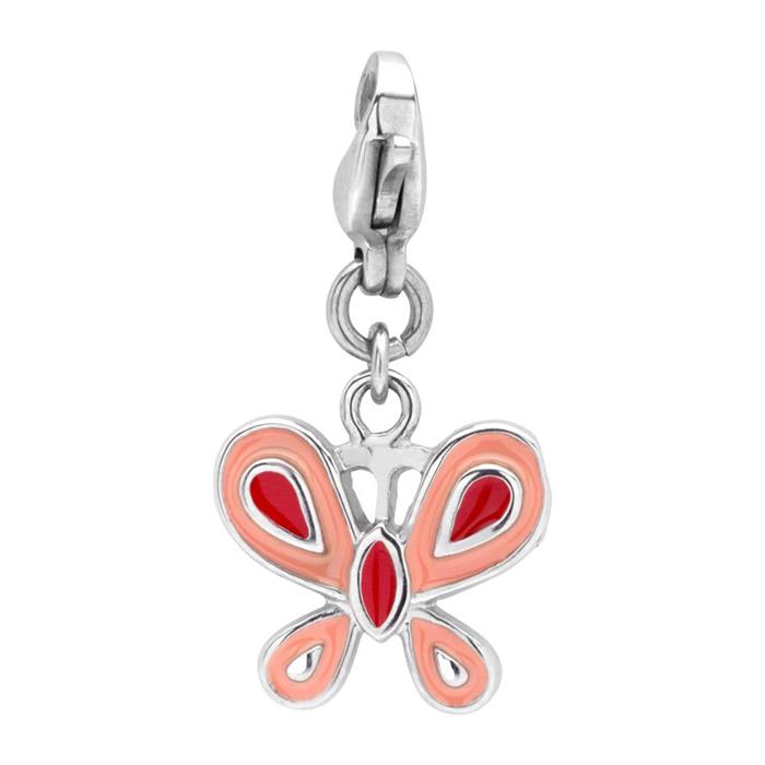 Stainless steel charm colorful butterfly