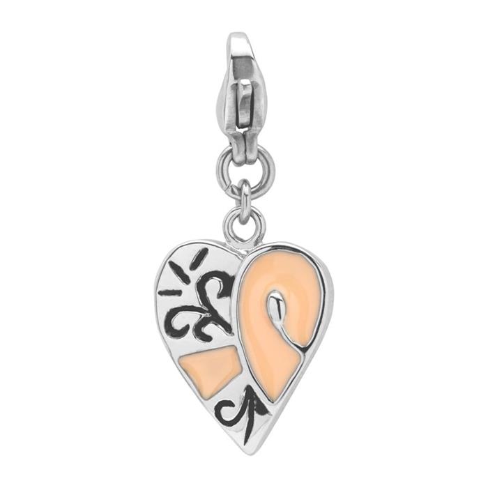 Stainless steel heart charm decorated on both sides