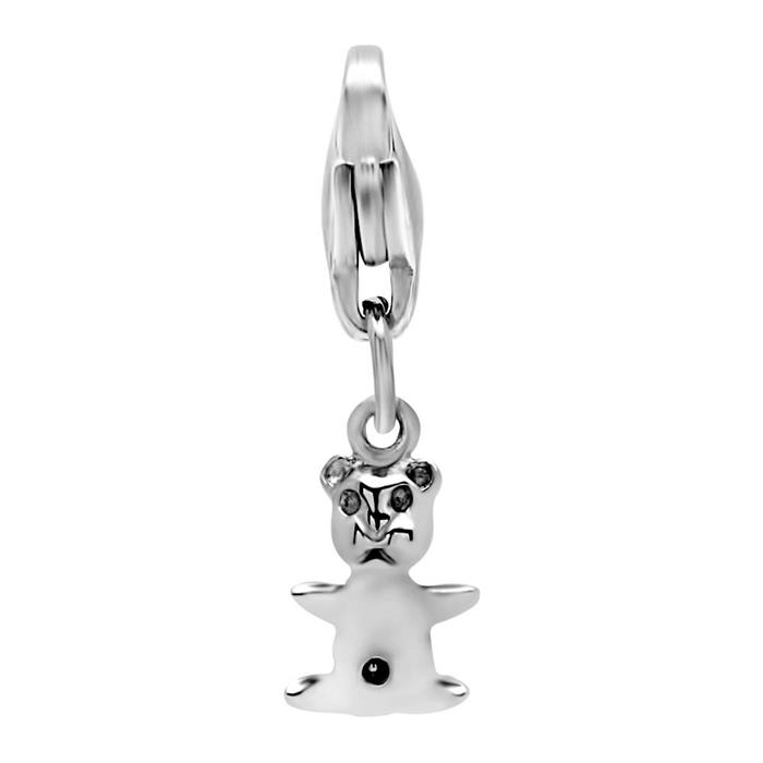 Charm with carabiner bears made of stainless steel