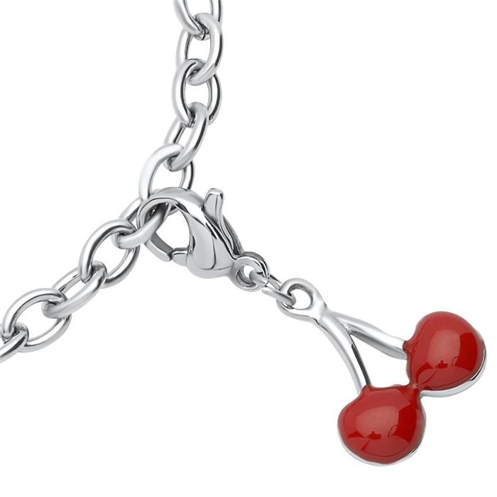 Charm pendant stainless steel red cherries