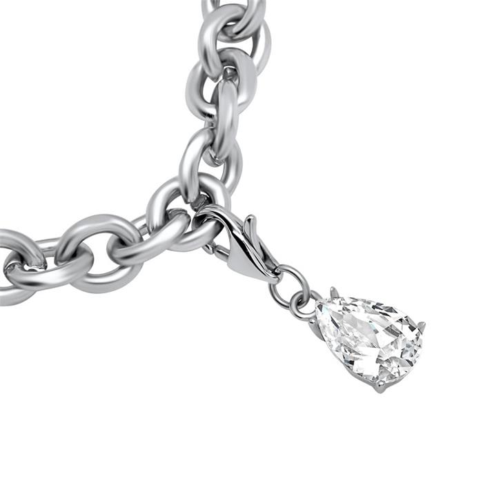 Stainless steel charm zirconia in drop form