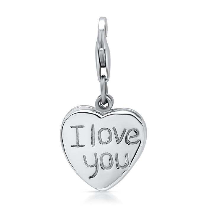 Double charm pendant stainless steel heart
