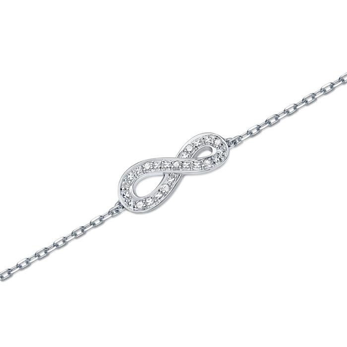 Armband 14 karaat witgoud 8 Diamanten 0,024 ct.