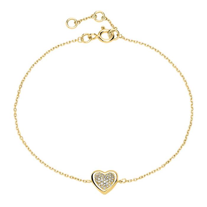 Bracelet Heart Of 14ct Gold With Diamonds