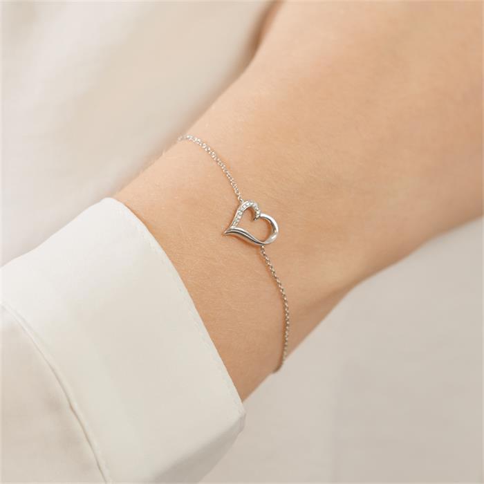 Diamond bracelet heart in 14ct white gold
