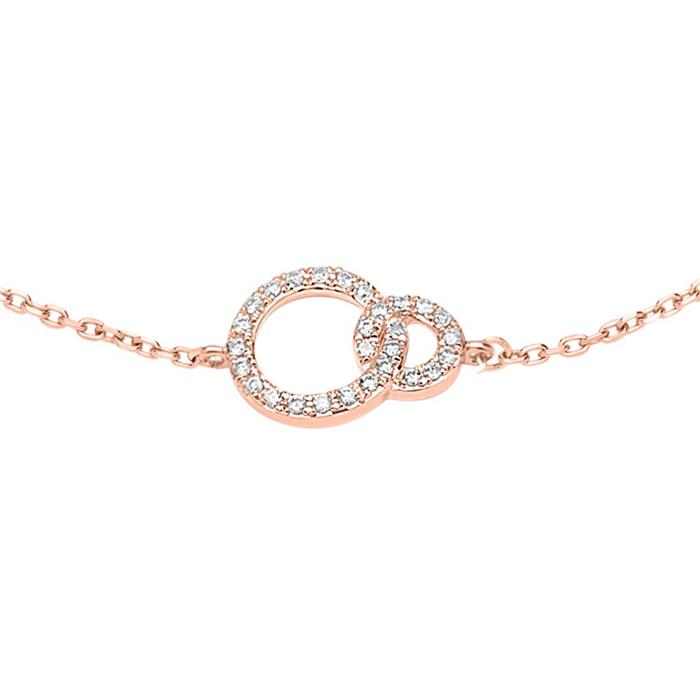 Bracelet circles in 14ct rose gold with diamonds