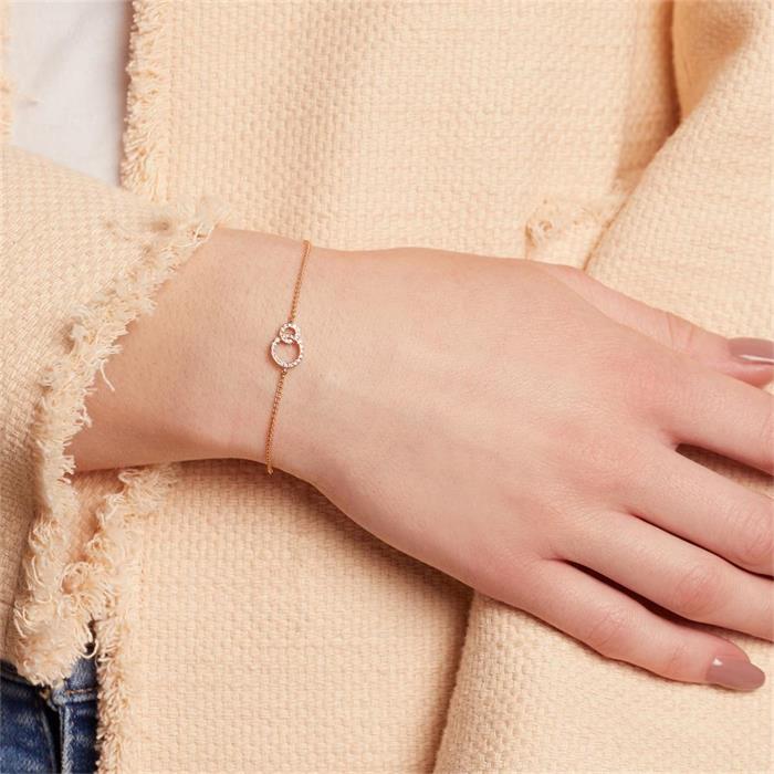 Armband cirkels in 14k rose goud met Diamanten