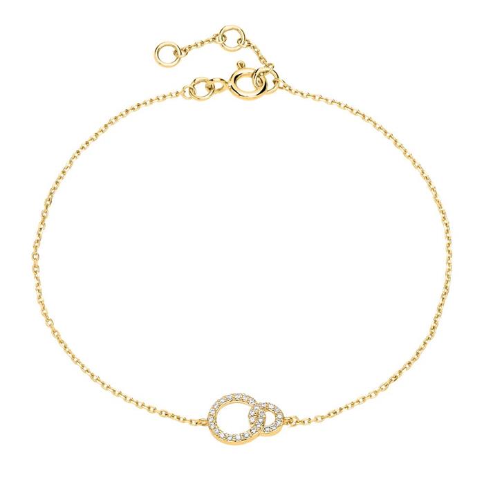 14ct Gold Bracelet Circle Design With Diamonds