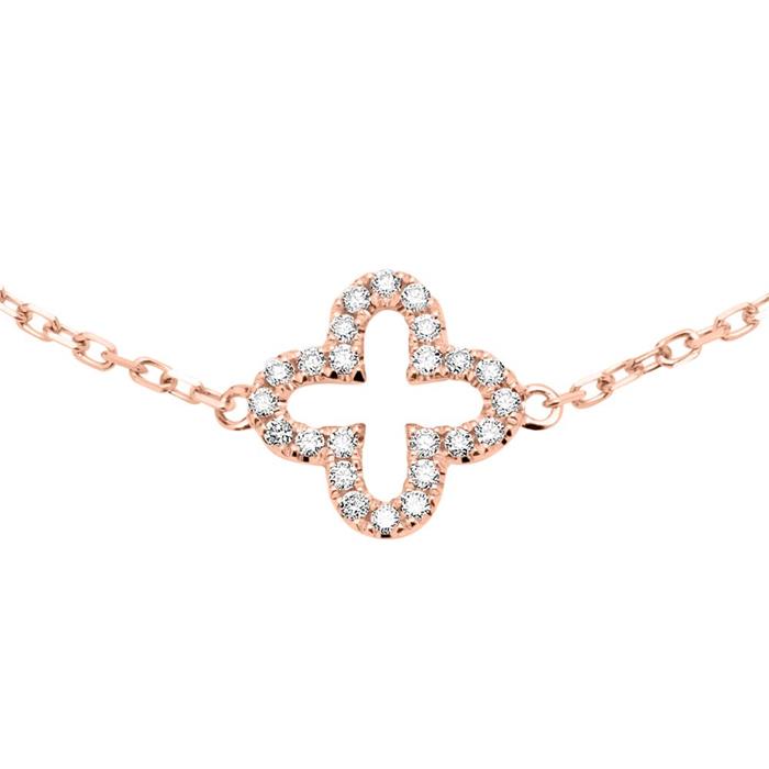 Bracelet flower in 14ct rose gold with diamonds