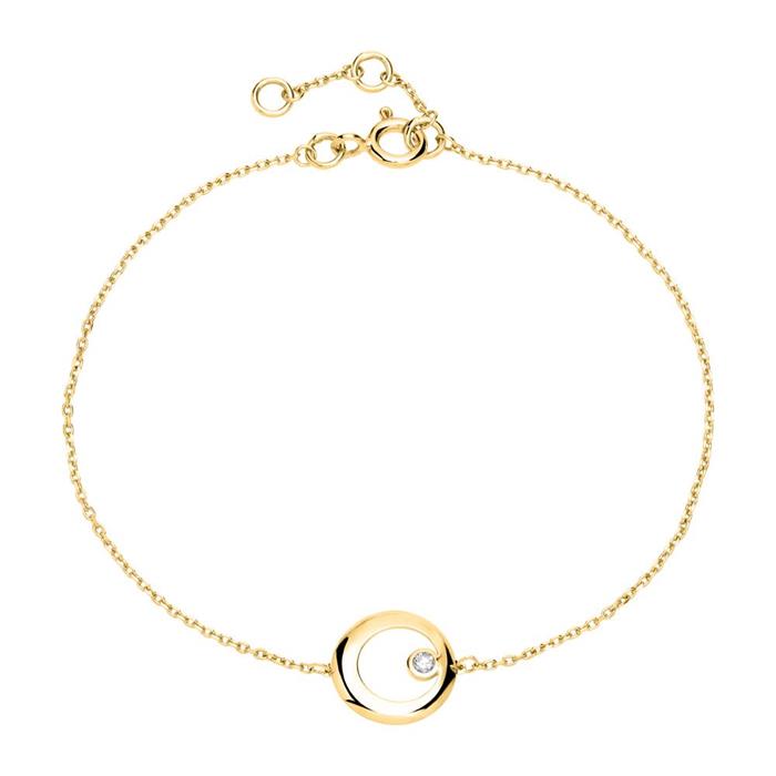 14 quilates pulsera de oro círculo con diamante