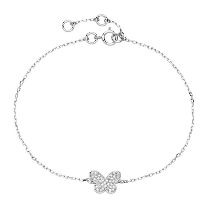 Pulsera mariposa oro blanco 14 quilates con diamantes