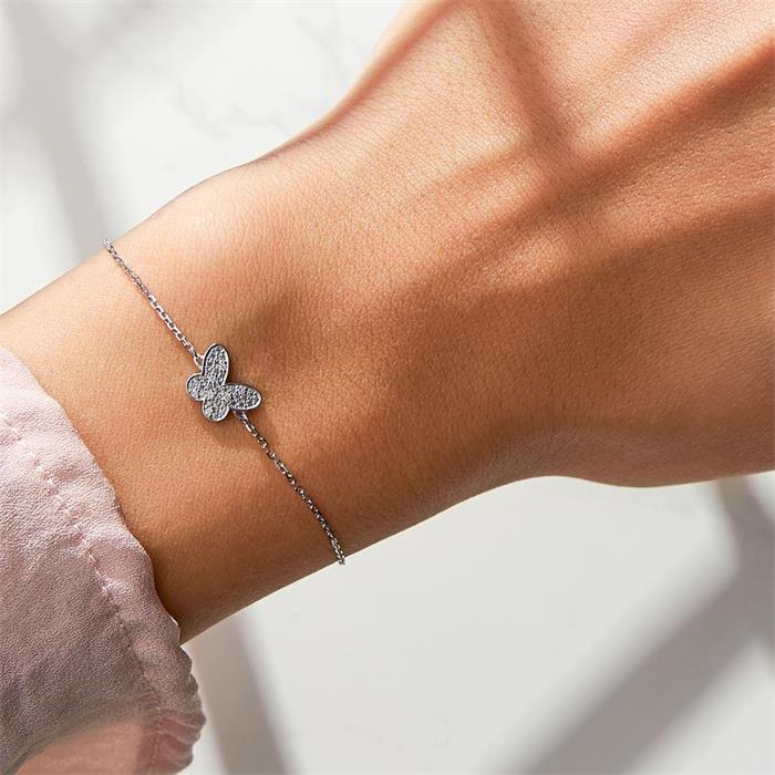 Bracelet butterfly in 14K white gold with diamonds