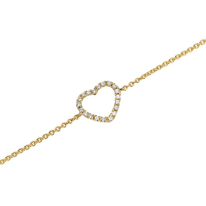 Ladies heart bracelet in 14ct gold with diamonds