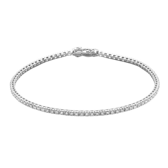 Pulsera rivière de oro blanco 14 quilates, diamantes