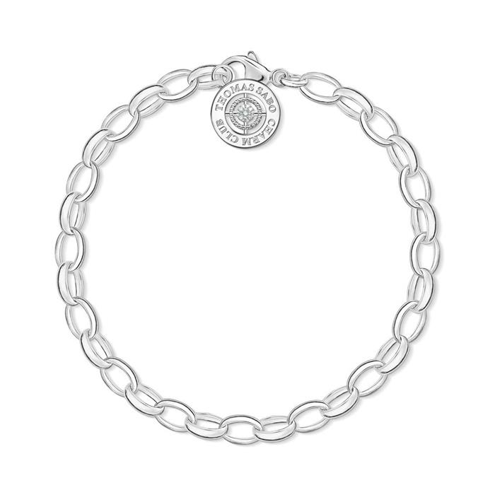 Charm bracelet in sterling silver with diamonds