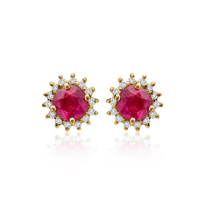 Diamond earrings with rubies 0,556ct total
