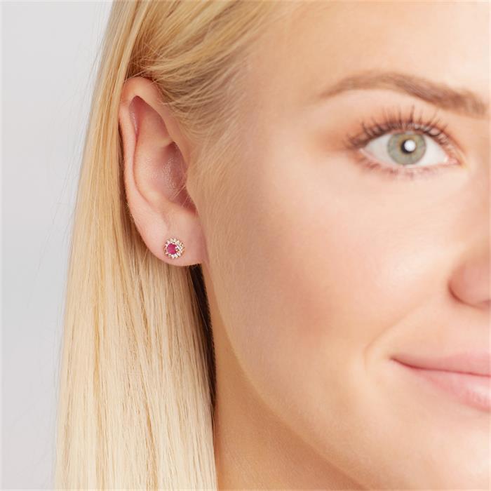 Diamond earrings with rubies 0,556ct total