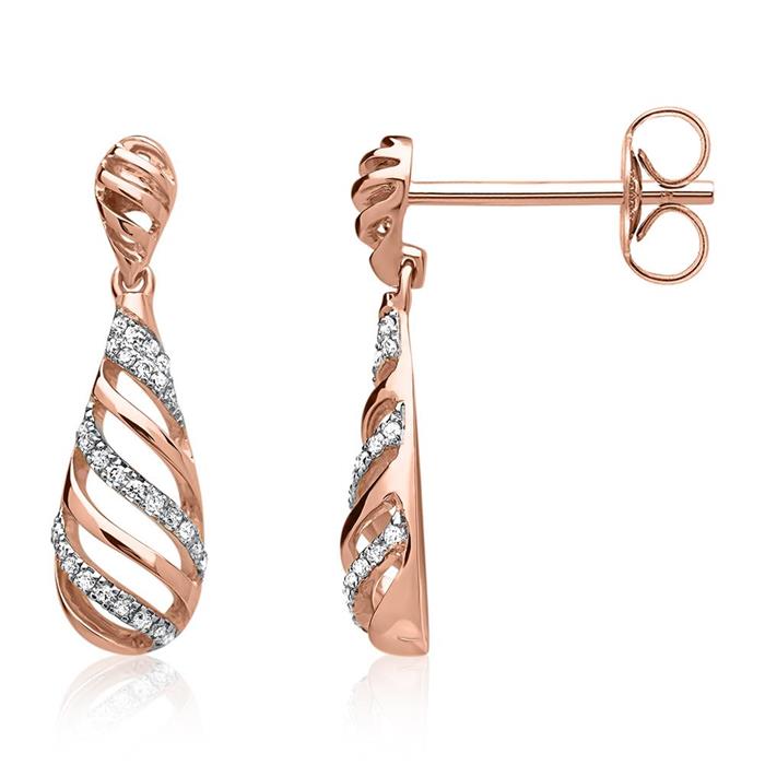 Diamond earrings rose gold 54 diamonds 0,114 hoops.