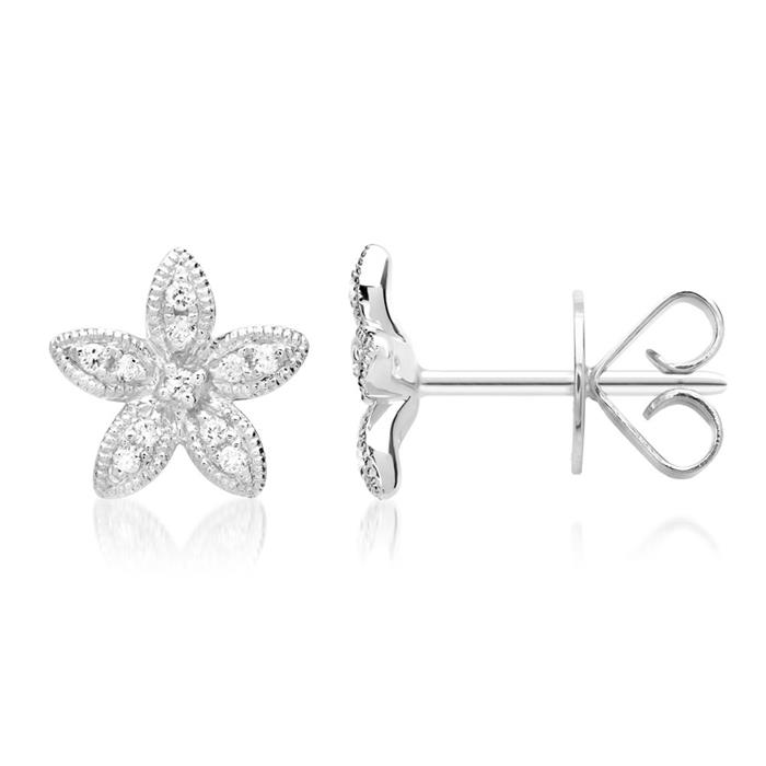 Pendientes 18 quilates oro blanco 22 diamantes 0,12 ct.