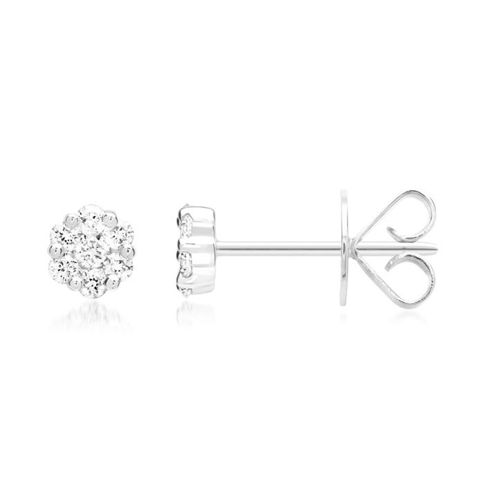 Pendientes de oro blanco 18 quilates 14 diamantes 0,24 ct.