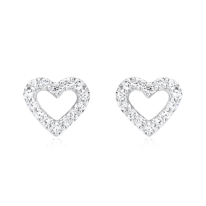 Pendientes oro blanco 18 quilates corazón 28 diamantes