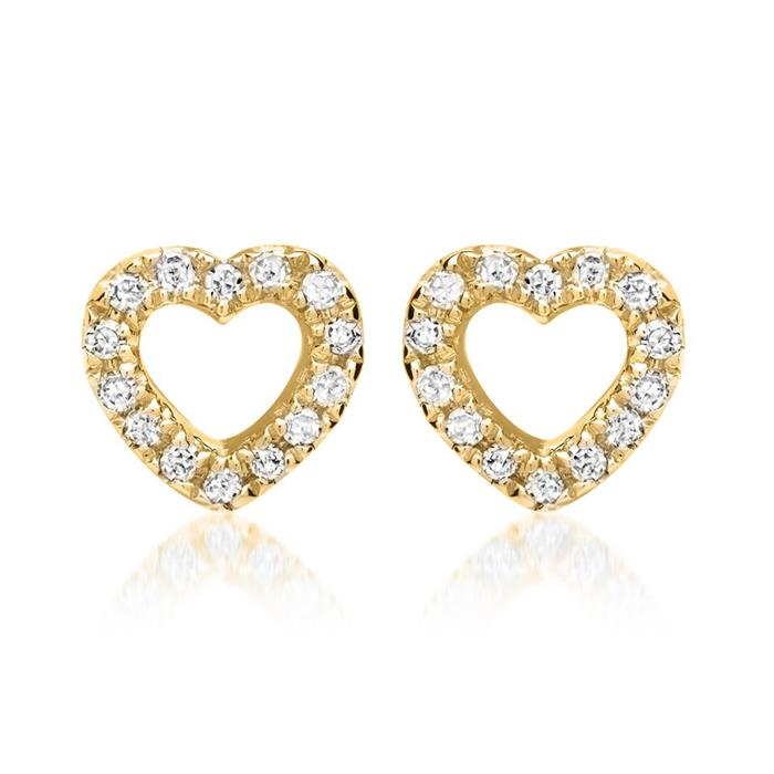 Earrings yellow gold 14ct 28 diamonds 0,1ct