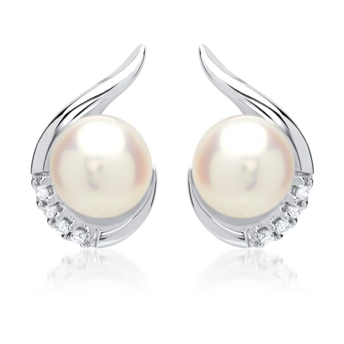 Pendientes 14 quilates oro blanco 8 diamantes 0,05 ct.