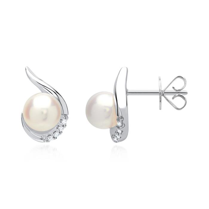 Pendientes 14 quilates oro blanco 8 diamantes 0,05 ct.