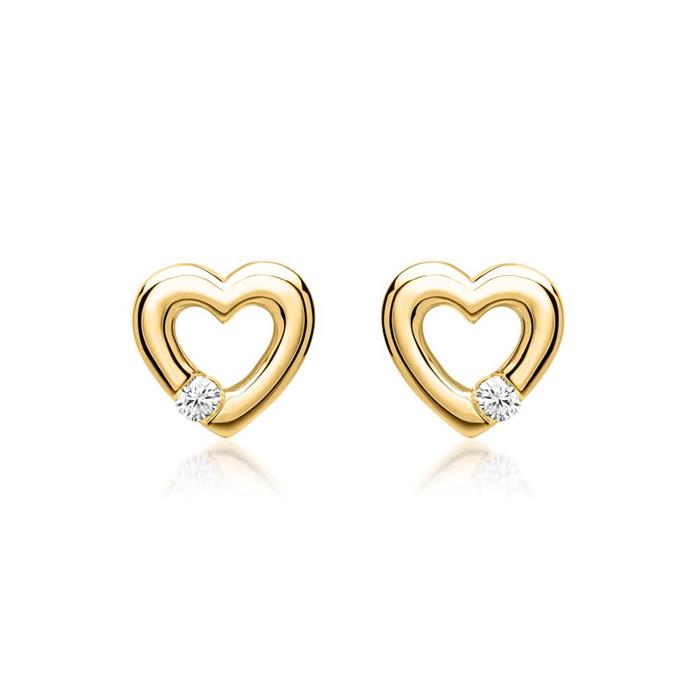 Earrings 14ct yellow gold 2 diamonds 0,052ct