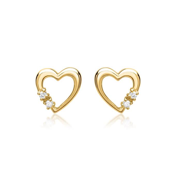 Earrings 14ct yellow gold 4 diamonds 0,04ct