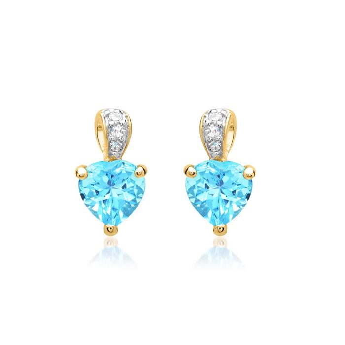 14ct earrings 2 topaz 6 diamonds