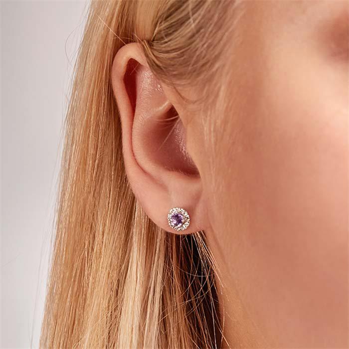 14ct Earrings Amethysts 8 Diamonds