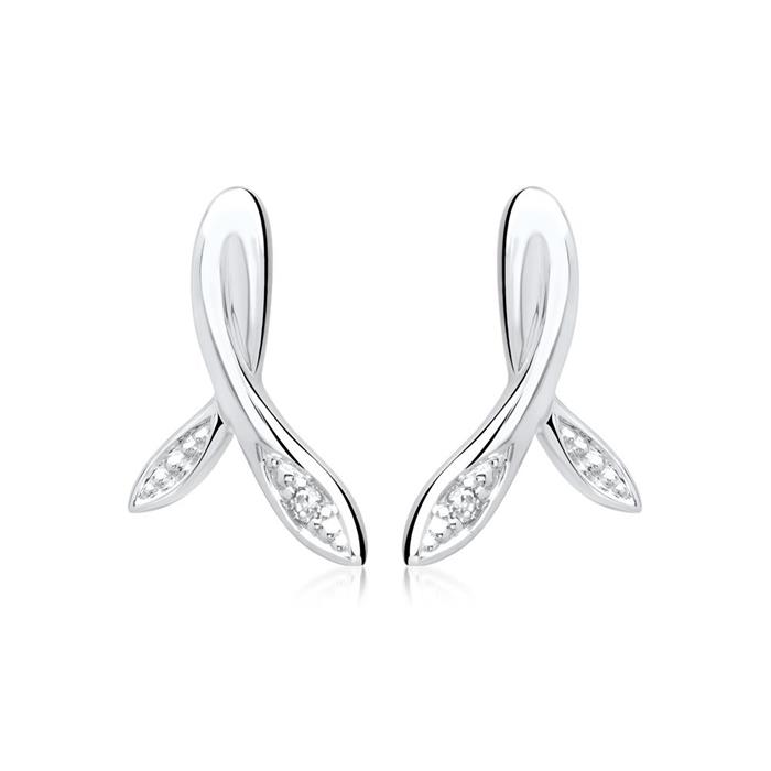 14 quilates pendientes de oro blanco 2 diamantes 0.0092 ct.