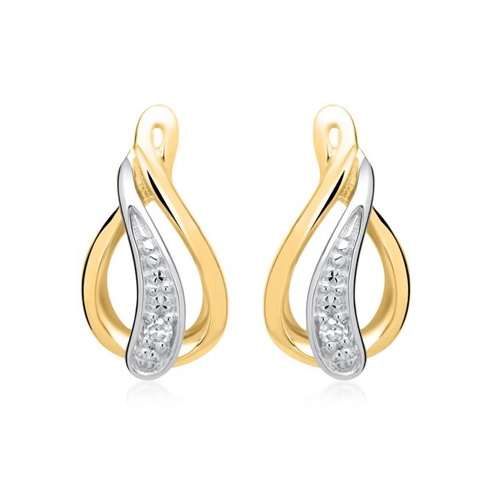 Earrings 14ct yellow gold 2 diamonds 0,0112ct