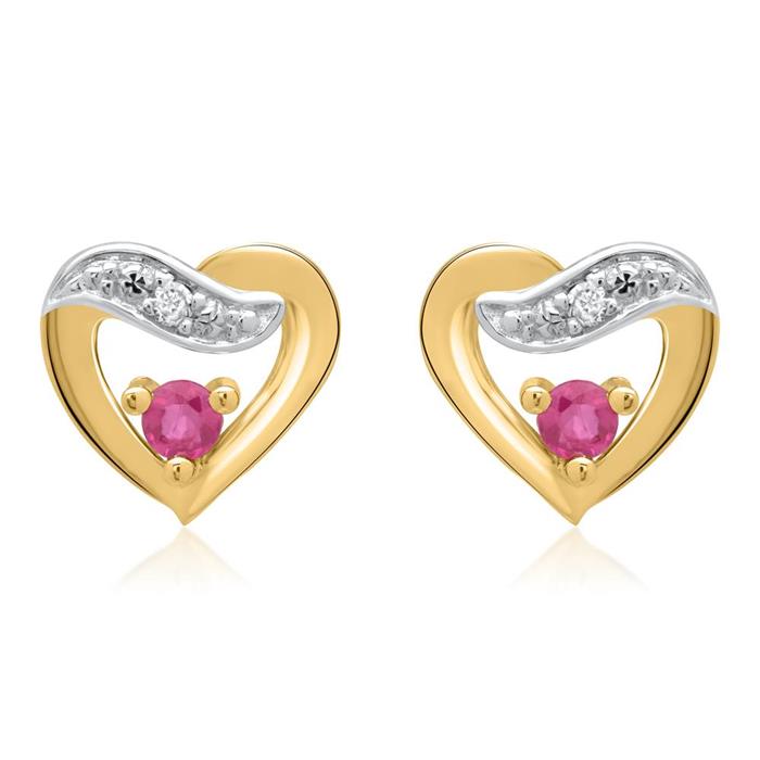 14ct earrings 2 rubies 2 diamonds
