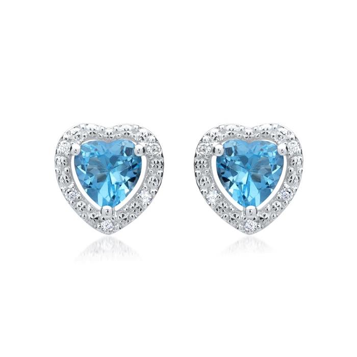 14 quilates pendientes 2 topacios 10 diamantes 0,04 ct.