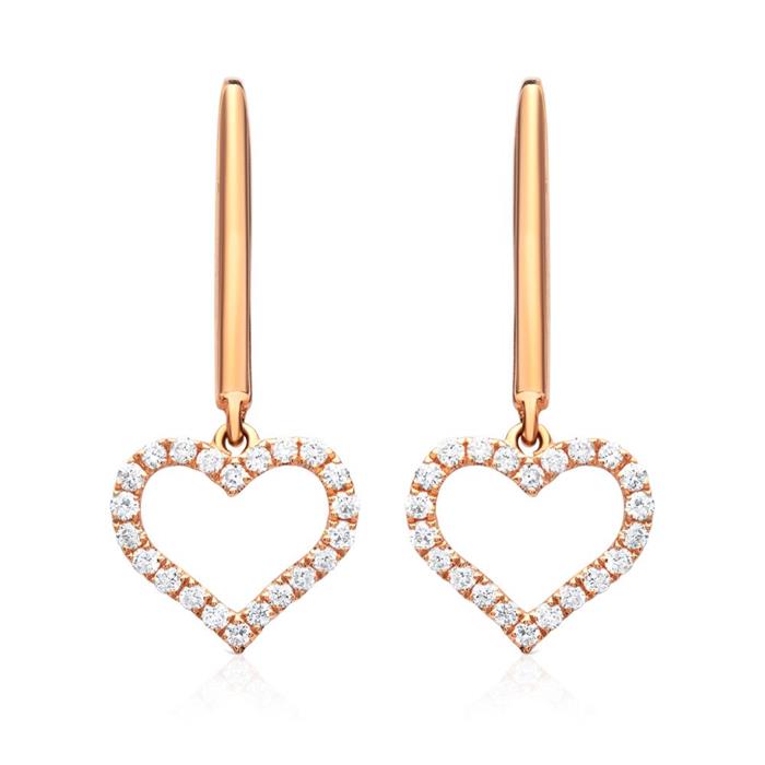 18ct rose gold heart earrings 44 diamonds