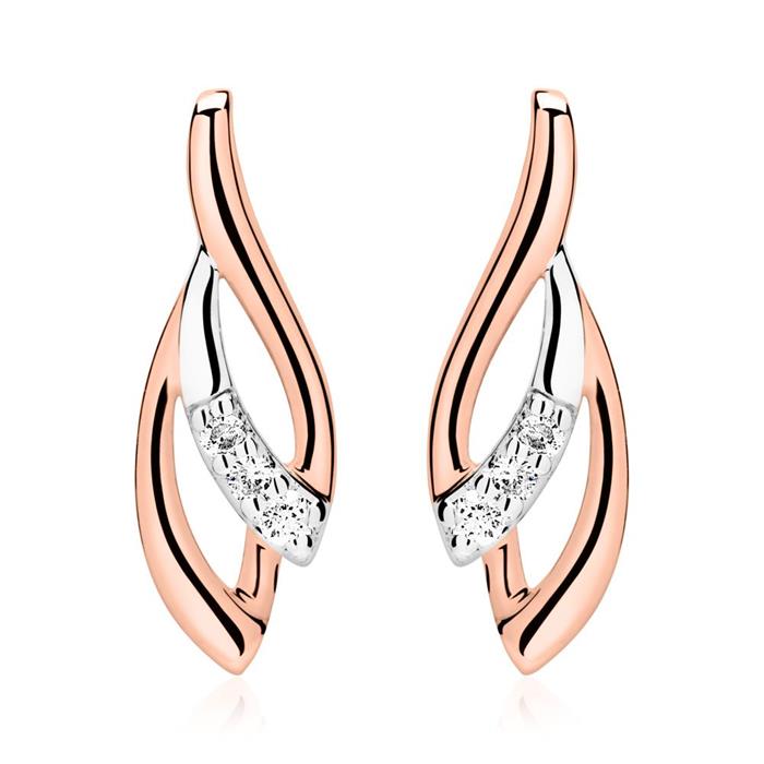 Bicolor earrings 14ct rose gold diamonds