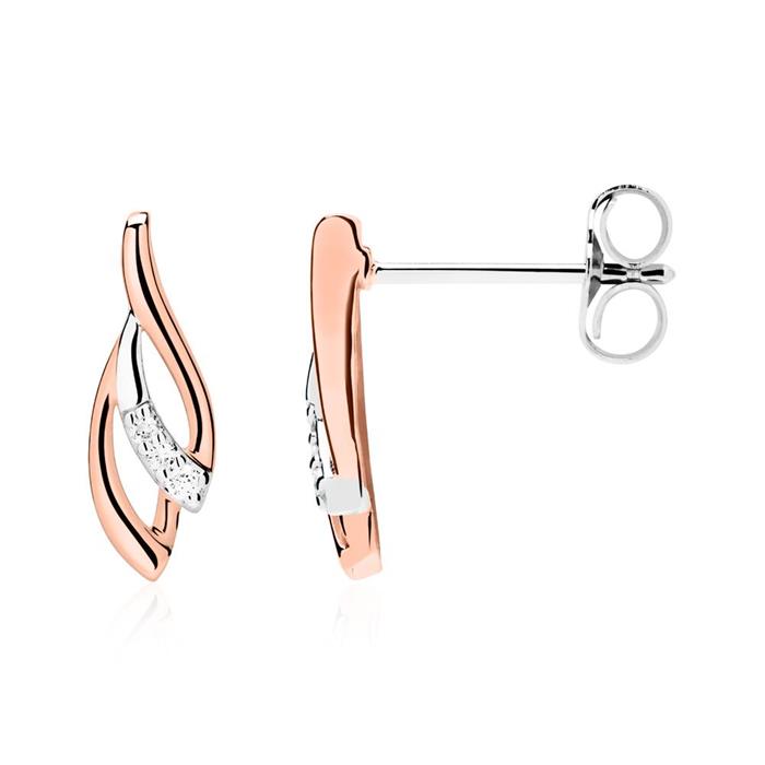 Bicolor earrings 14ct rose gold diamonds