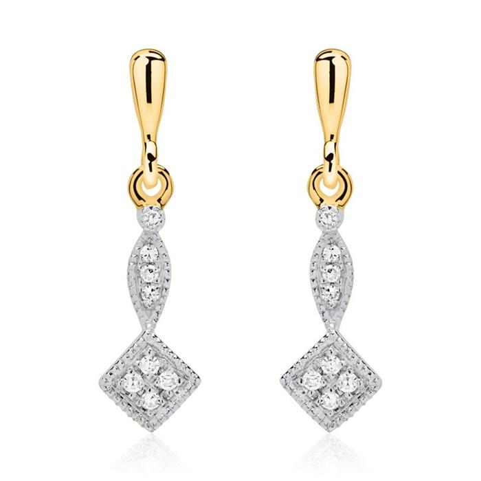 14 quilates pendientes de oro con diamantes