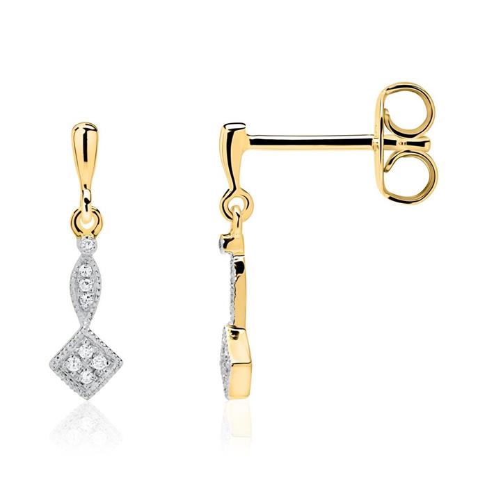14ct gold stud earrings with diamonds
