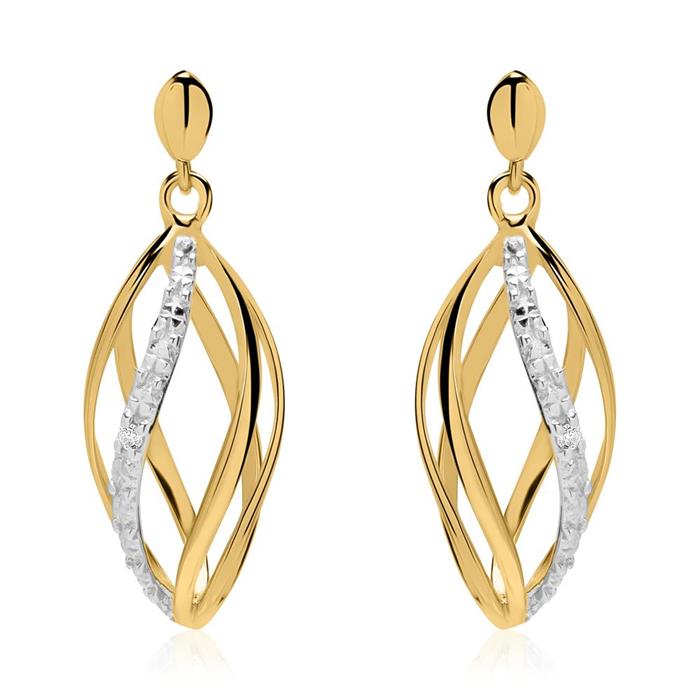 Pendientes de oro 14 quilates con diamantes