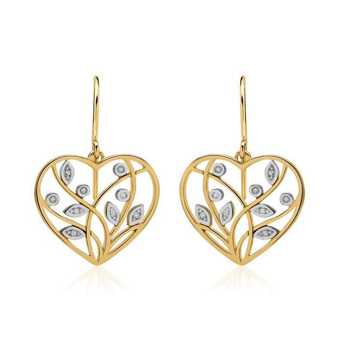 Floral heart earring 14ct gold