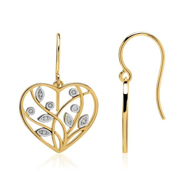 Florale Herz Ohrhänger aus 14K Gold